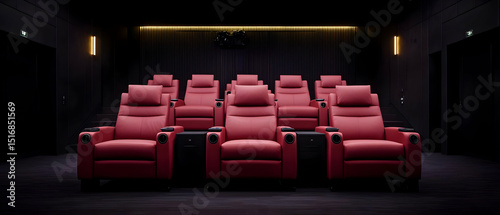 Luxury Red Reclining Cinema Seating Arrangement