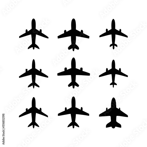 silhouettes of airplanes vector