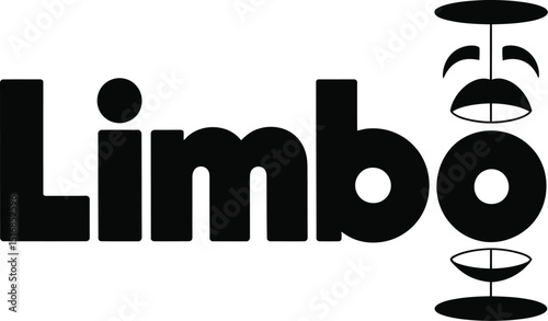 The word limbo in bold black letters with a stylized graphic on a beige colored background design art