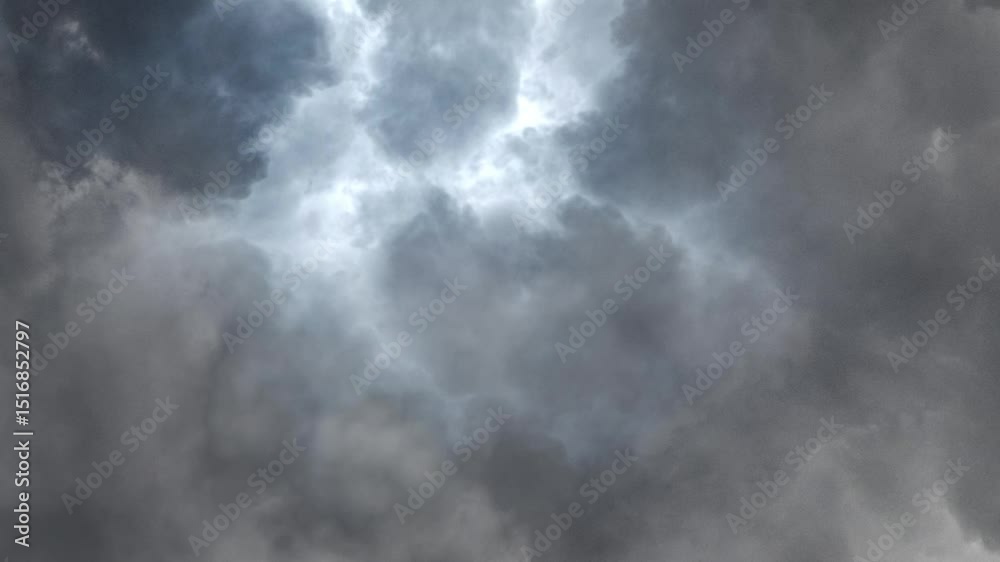 Dark Thunderclouds Roaring With Lightning