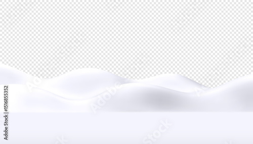 Minimalistic 3D Vector Design of Snow-Capped Mountains and Smooth Winter Hills