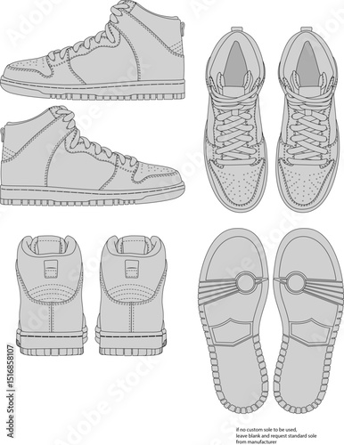 Hand-drawn line drawing vector illustrations of trendy and classic sports shoes,AF1,Jordan,Dunk,Oldskool,Rubber Slides,Classic