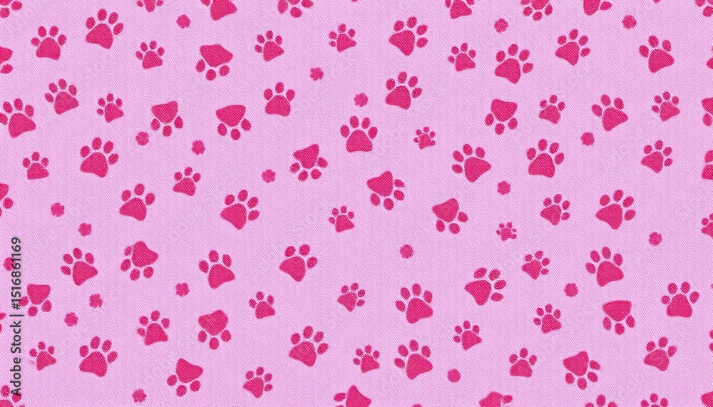 Pink seamless kitten paw print texture background for kids fabric, textile, wrapping paper, feline, paw Pink seamless kitten paw print texture background for kids fabric, textile, wrapping paper, feline, paw