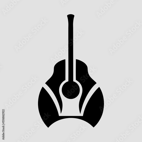 Silhouette of a guitar standing upright isolated on a white background Vector Illustration