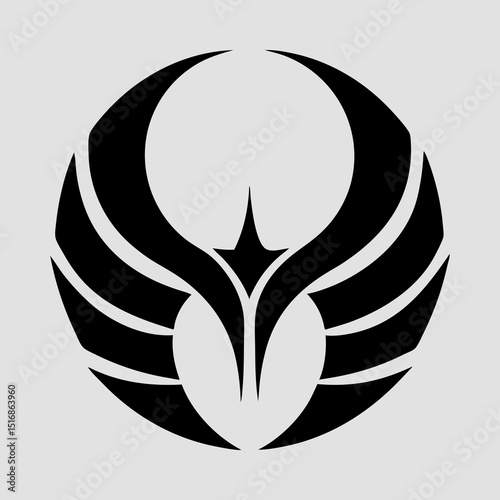 Silhouette of a minimal phoenix bird in flight design element Vector Illustration
