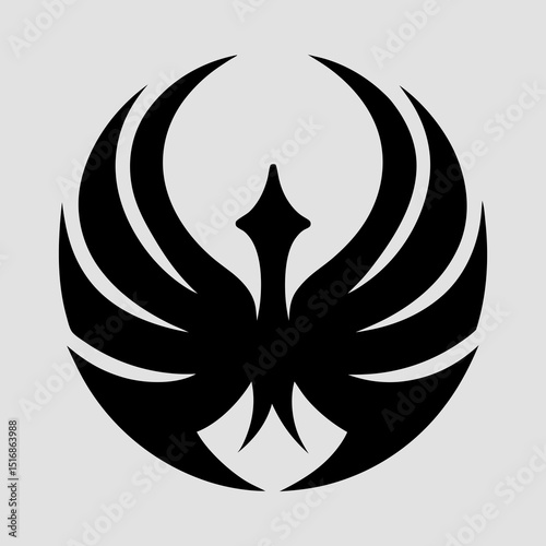 Silhouette of a minimal phoenix bird in flight is presented a simple vector illustration Vector Illustration