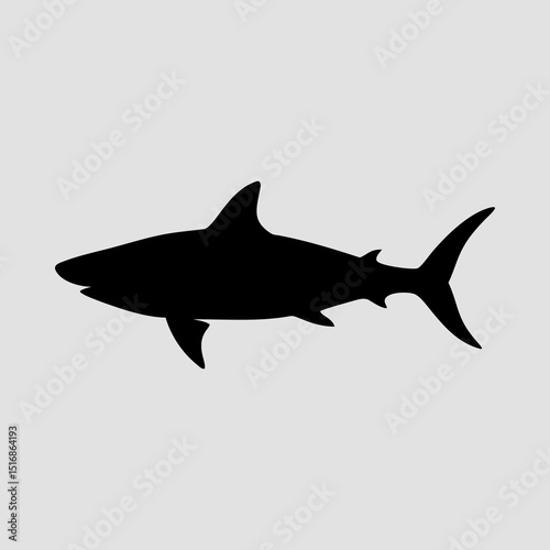 Silhouette of a shark from side view clean simple design Vector Illustration