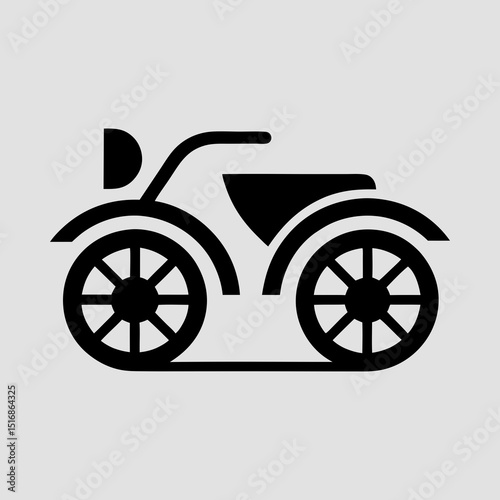 Silhouette of a vintage motorcycle viewed from the side angle Vector Illustration