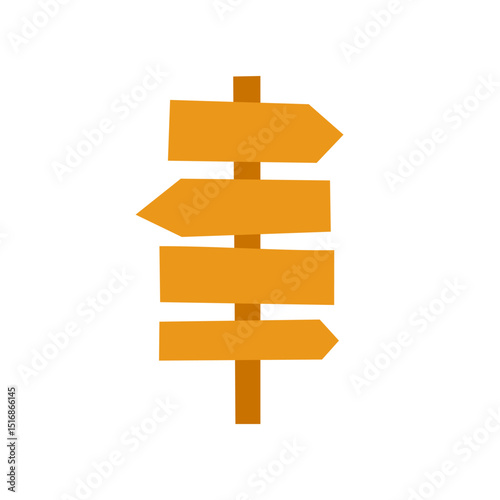 Wooden signpost on a tourist route doodle hand drawn. Way sign to summer camp, hiking trail. Guidepost arrow.