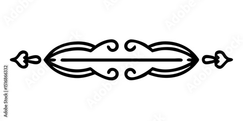 Elegant symmetrical black line decorative design element, icon, vector  