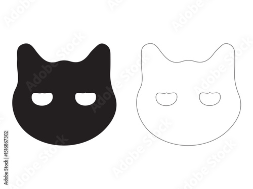 Simple black and white cat head silhouette