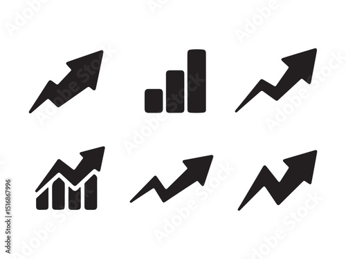 Collection of upward trending graphs and arrows