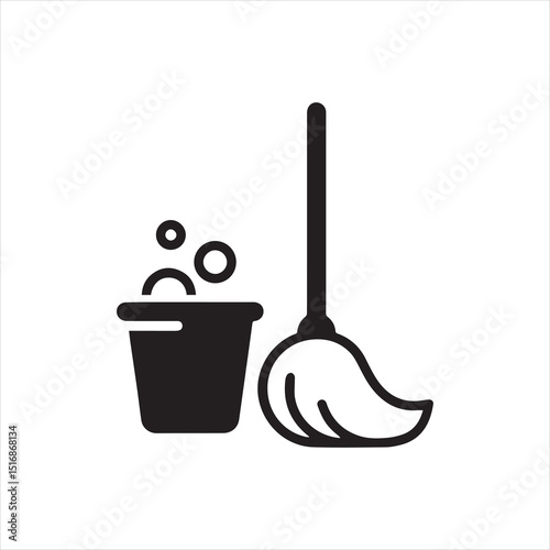 mop silhouette on transparent background for web and graphic design