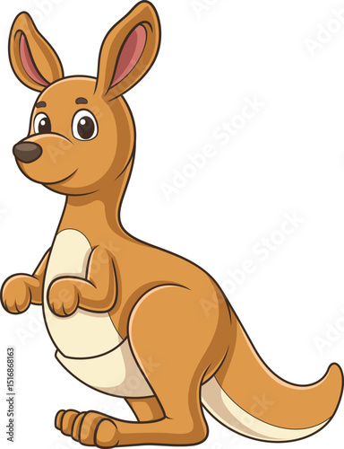 Cartoon little kangaroo looking adorable vector illustration