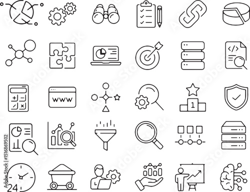 Doodle style vector icon set with business and education symbols hand drawn for web and design