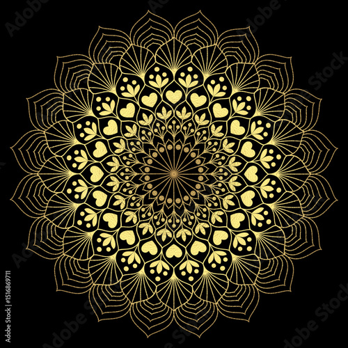 Mandala gold mit schwarzem Hintergrund