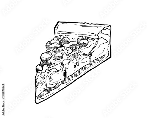 minimalist Hand Drawn Slice of Pizza Illustration – Line Art Style minimalist simple outline.
