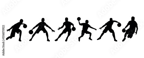 Vector set of Basketball players silhouettes, Basketball silhouettes