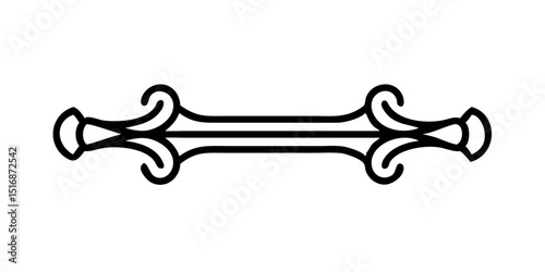 Elegant black horizontal decorative line with ornate ends, icon, vector   