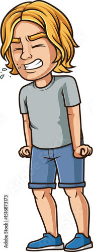 Cartoon caucasian man sneezing vector illustration