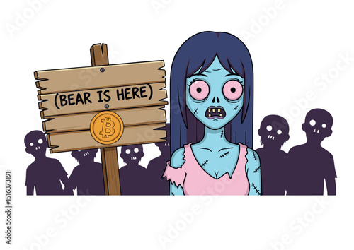 Cryptocurrency Bear Market Zombie Apocalypse Illustration - Digital Art