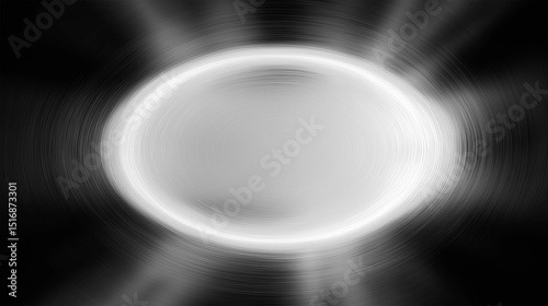 Abstract Circular Light Burst on Dark Grainy Background in Black and White