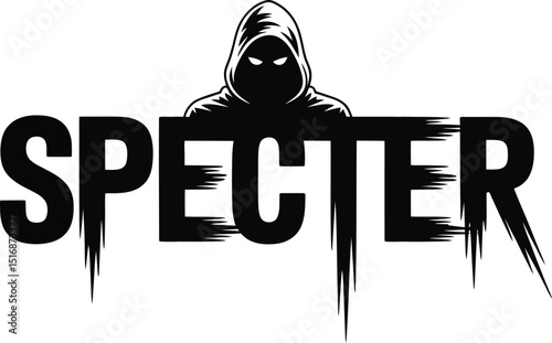 Specter logo featuring a hooded figure peering over the text with a distressed, brushstroke effect