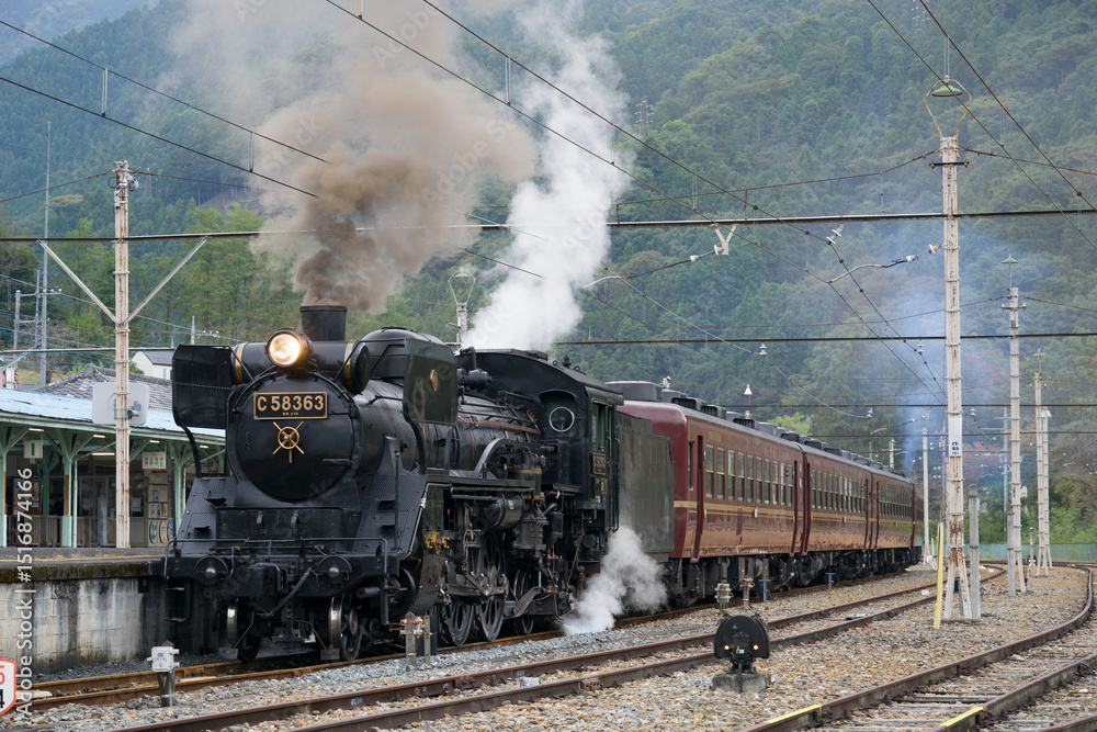 Naklejka premium 秩父鉄道のC58蒸気機関車