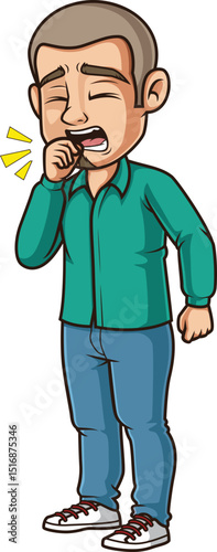 Cartoon latino man coughing vector illustration