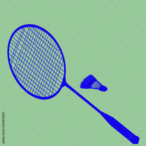 Badminton Racket and Shuttlecock | Blue Sport Equipment Illustration for Game, Leisure and Recreation Concepts