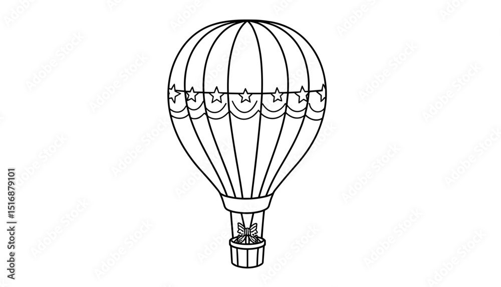 Obraz premium Hot air balloon outline for children's coloring activity 