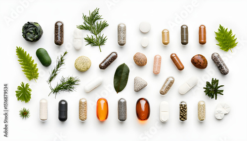 Wallpaper Mural Medical marijuana products and CBD oil on white background with herbal supplements concept Torontodigital.ca