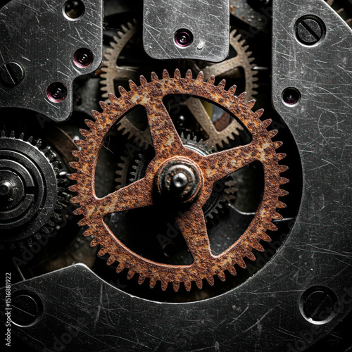 A rusty gear slows down the mechanism inside the watch.