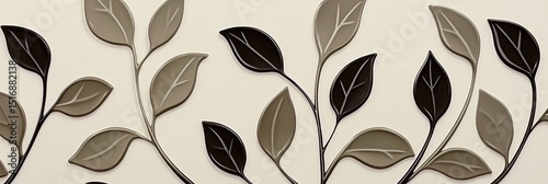 Delicate leaf design in muted tones of brown and beige