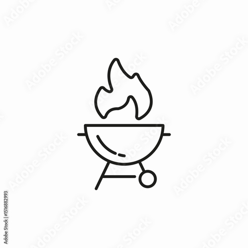 barbecue grill flame icon sign vector