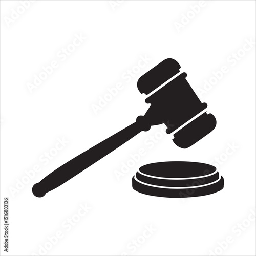 Judge gavel silhouette vector, gavel icon