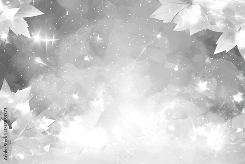 Grey, autumnal, celestial background with leaves
