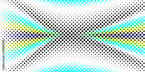 Overlay grunge distress halftone monochrome texture of light and smooth colorful dots, cyan and black dotted color circle halftone abstract geometric dots pop art seamless texture background.