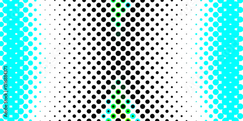 Overlay grunge distress halftone monochrome texture of light and smooth colorful dots, cyan and black dotted color circle halftone abstract geometric dots pop art seamless texture background.