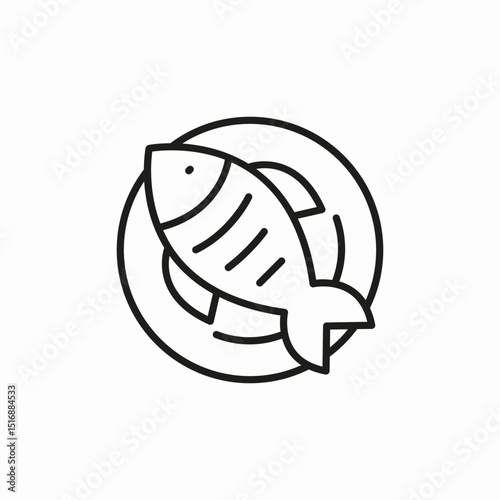 cooked fish dish icon sign vector