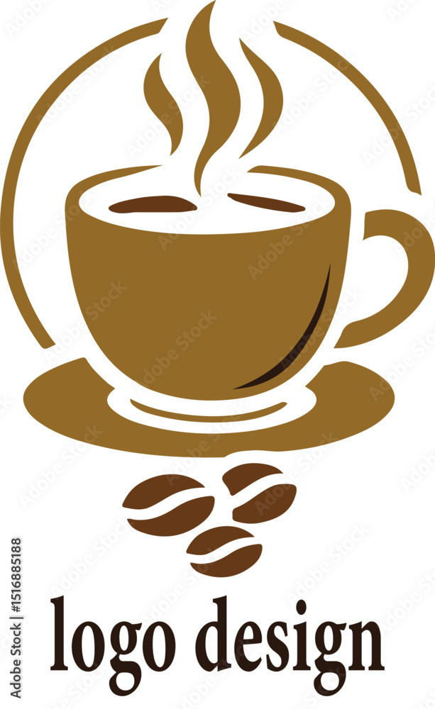 Obraz premium Hot coffee cup with beans