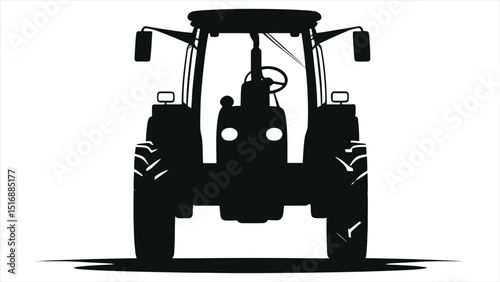Simple black vector silhouette of a farm tractor./This is a clean, minimalist silhouette of a farm tractor, perfect for showcasing agricultural equipment or related themes.