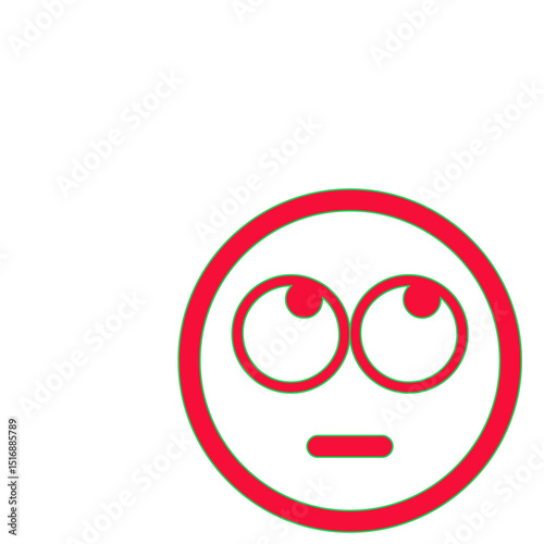 A Simple  Bold Line Art Emoticon Depicting Mild Disinterest or Boredom