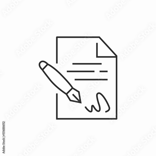 document signature pen  icon sign vector