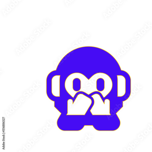 A Vibrant Purple Cartoon Monkey Emoji Covering its Mouth, Representing the Concept of "See No Evil, Hear No Evil, Speak No Evil"