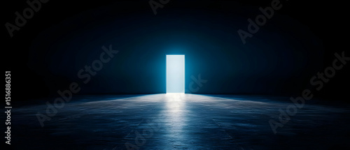 Dark Room Entrance With Open Door And Light