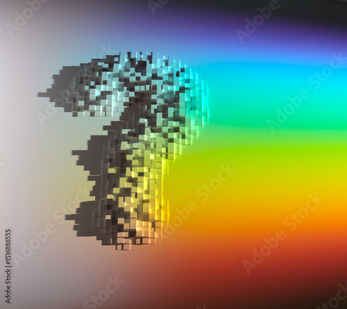 Rainbow Colored Light Shining on Rising Question Blocks.