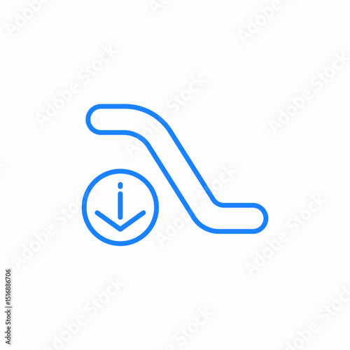 downward escalator info icon sign vector