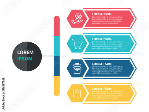 Infographic Elements, Four steps and option infograph element. Editable vector illustration.
