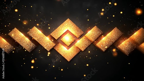 Elegant gold glittering squares animation on a dark background perfect for intros